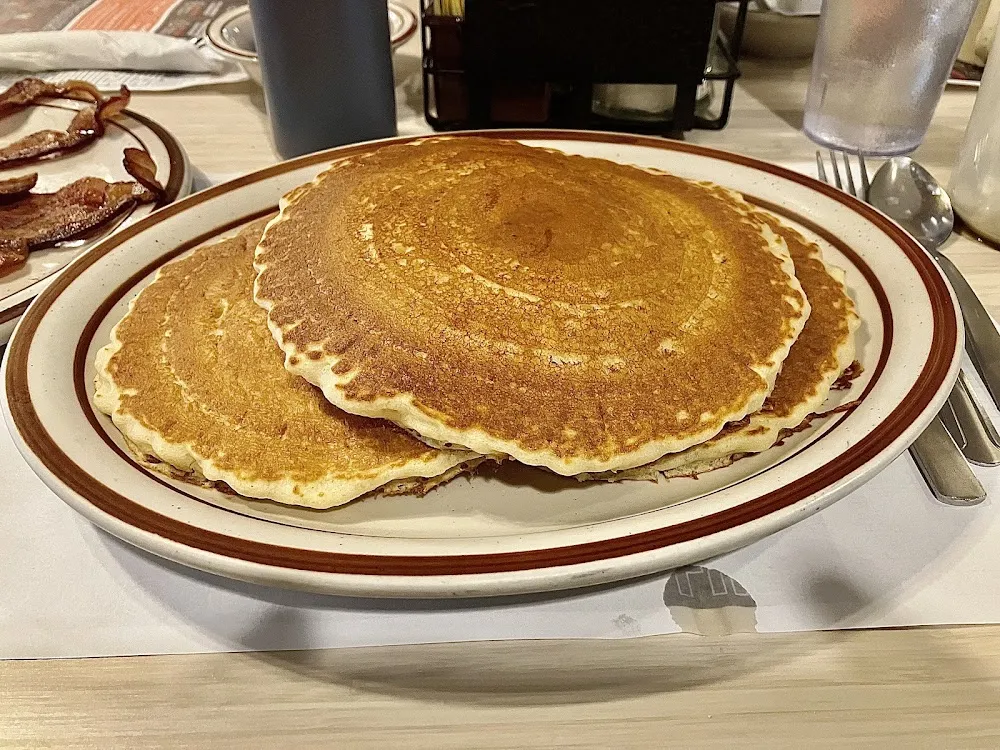 Kid Size Pancakes with 2 Pieces of Bacon or Sausage